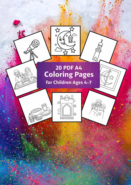 Ramadan Coloring Book for Kids – 20 A4 Printable PDF Pages (Digital Download)