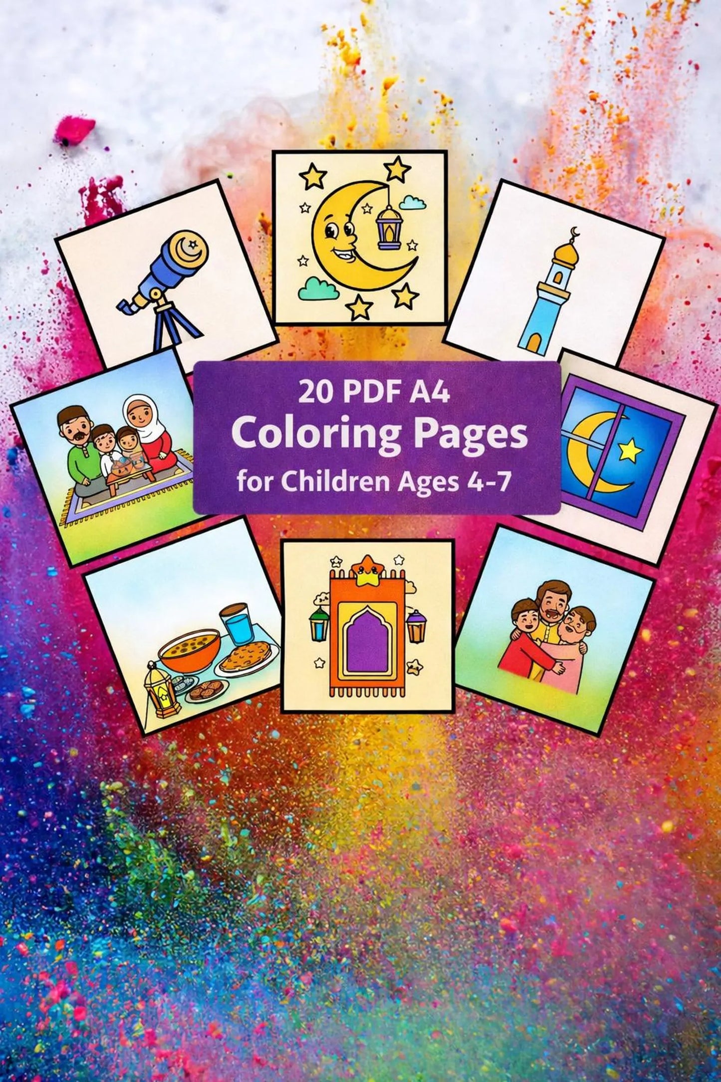 Ramadan Coloring Book for Kids – 20 A4 Printable PDF Pages (Digital Download)