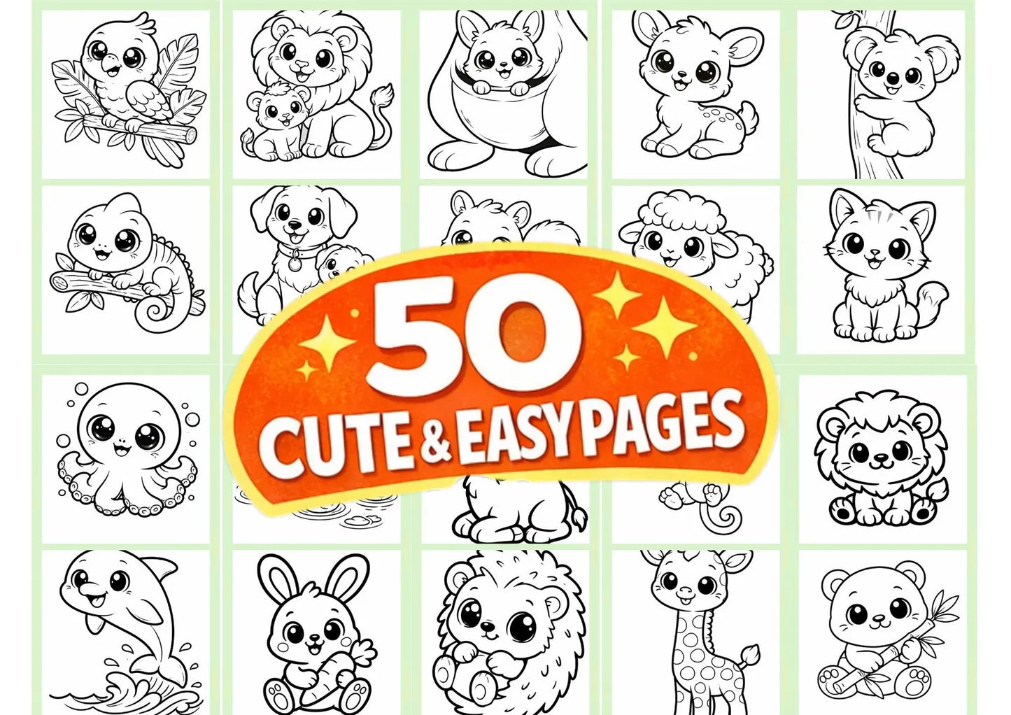 Baby Animals Coloring Book for Kids Ages 2-6 – 50 Easy Pages (PDF Download)